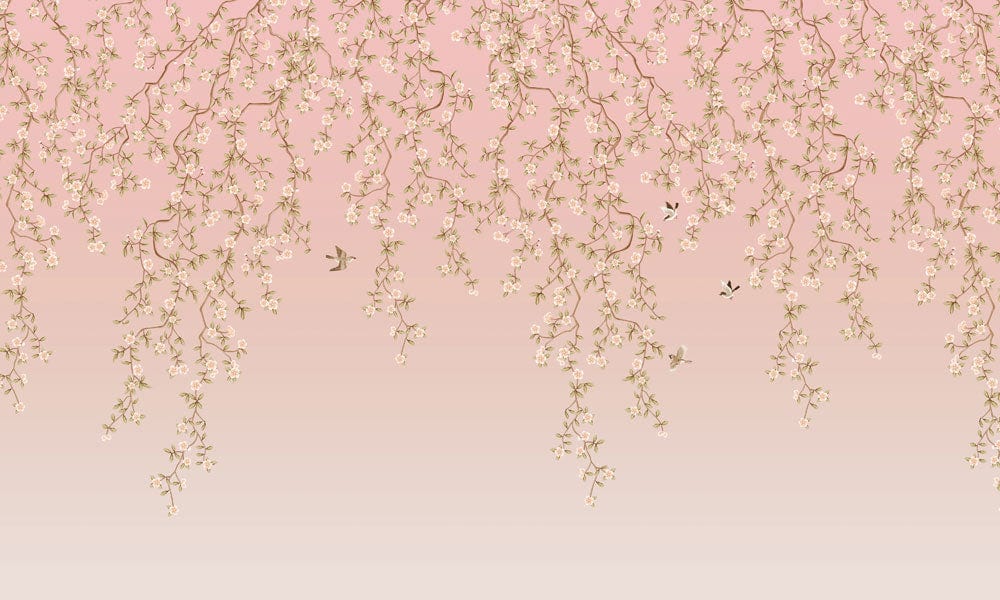 Pink Blossom Floral Chic Mural Wallpaper