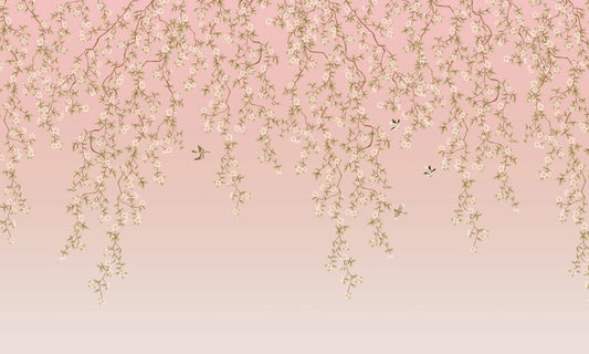 Pink Blossom Floral Chic Mural Wallpaper