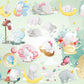 Whimsical Baby Elephant Nursery Mural Wallpaper