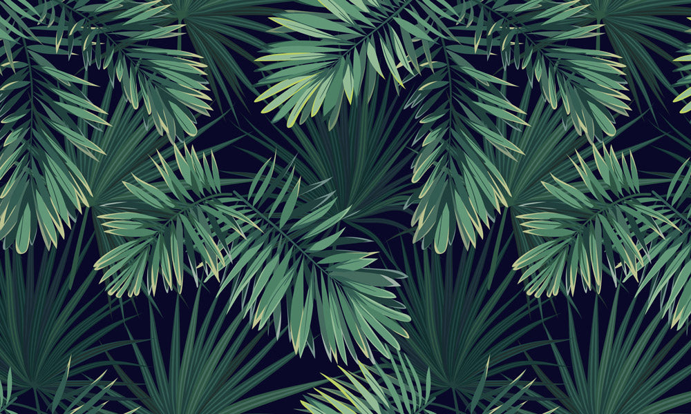 Emerald Green Tropical Leaf Mural Wallpaper