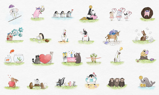 Whimsical Animal Illustration Mural Wallpaper