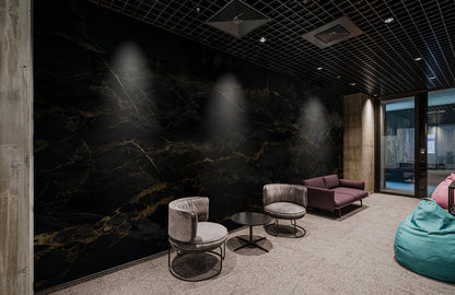 Midnight Luxe Marble Mural Wallpaper in lounge