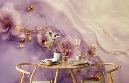 Floral Serenity Bliss Mural Wallpaper in dining room
