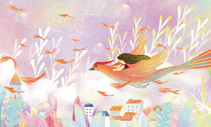 Flying through Ocean World Cartoon Wallpaper  Home Decor
