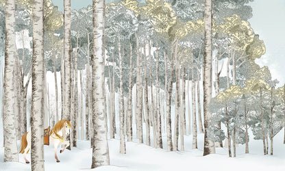 Horse in the Woods Wallpaper Mural for Interior Design of Your Home