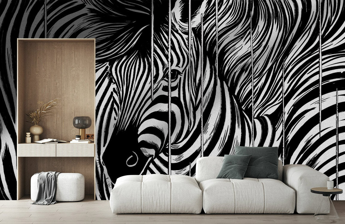 Zebra Stripes Mural Wallpaper