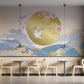 Golden Sunrise & Cranes Mural Wallpaper in restaurant setting