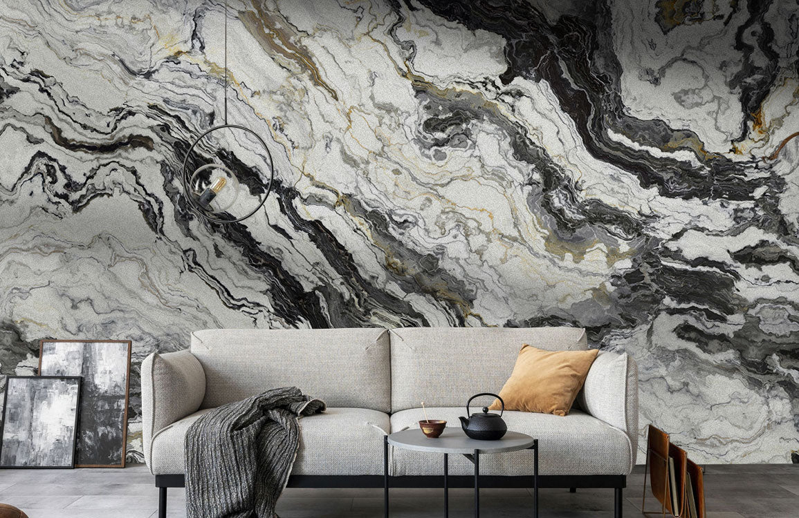 Majestic Marble Mural Wallpaper in living room