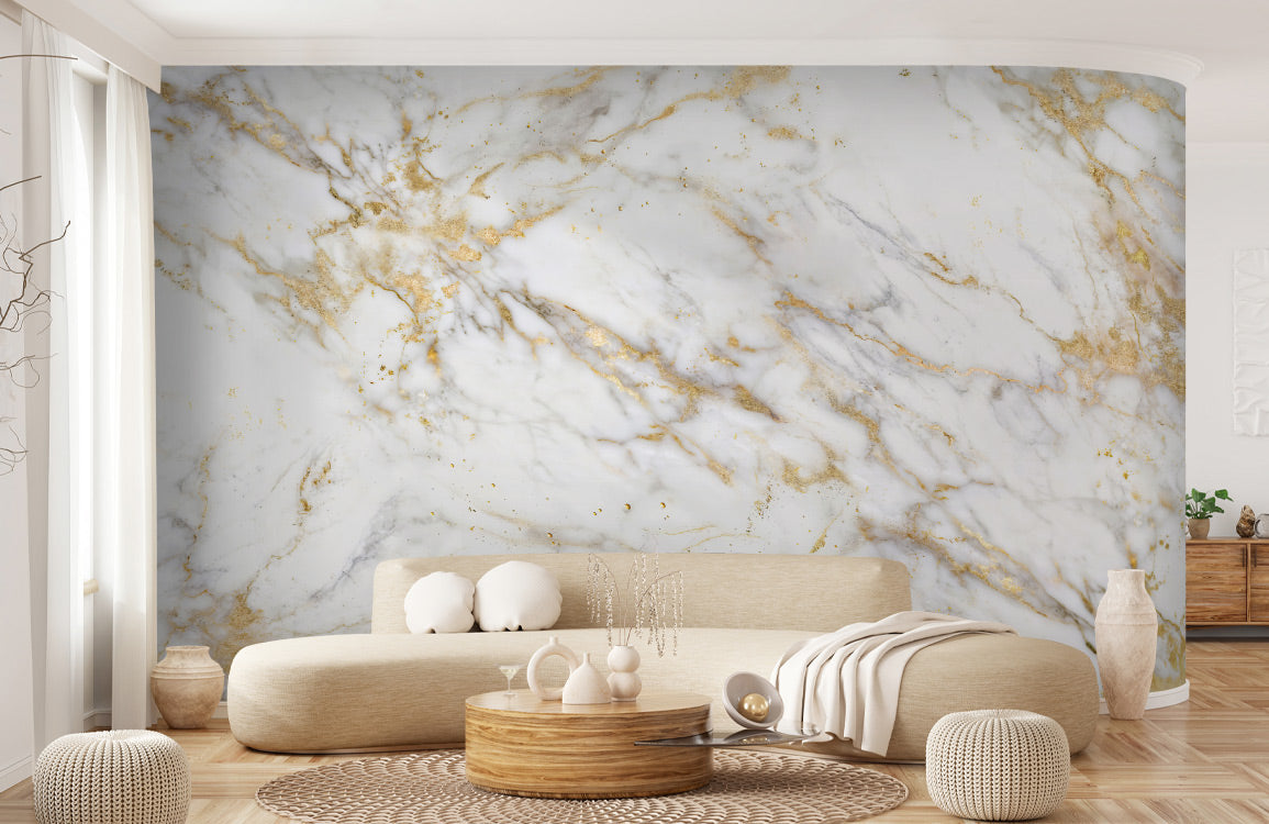 Gilded Marble Elegance Mural Wallpaper in living room