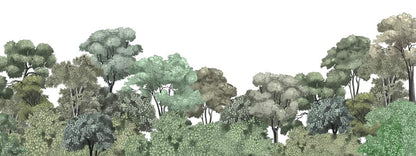 Serene Forest Green Canopy Mural Wallpaper - Tranquil Woodland Escape Design