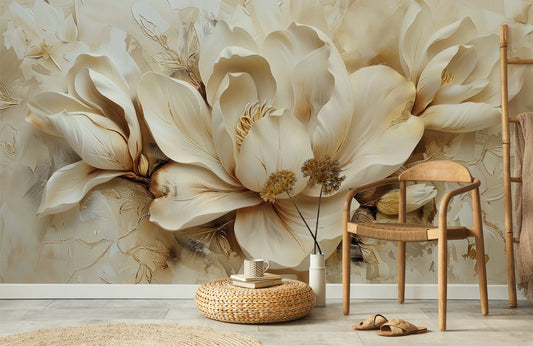 Warm Floral Serenity Mural Wallpaper