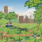 Vintage Picnic Park Scenic Mural Wallpaper