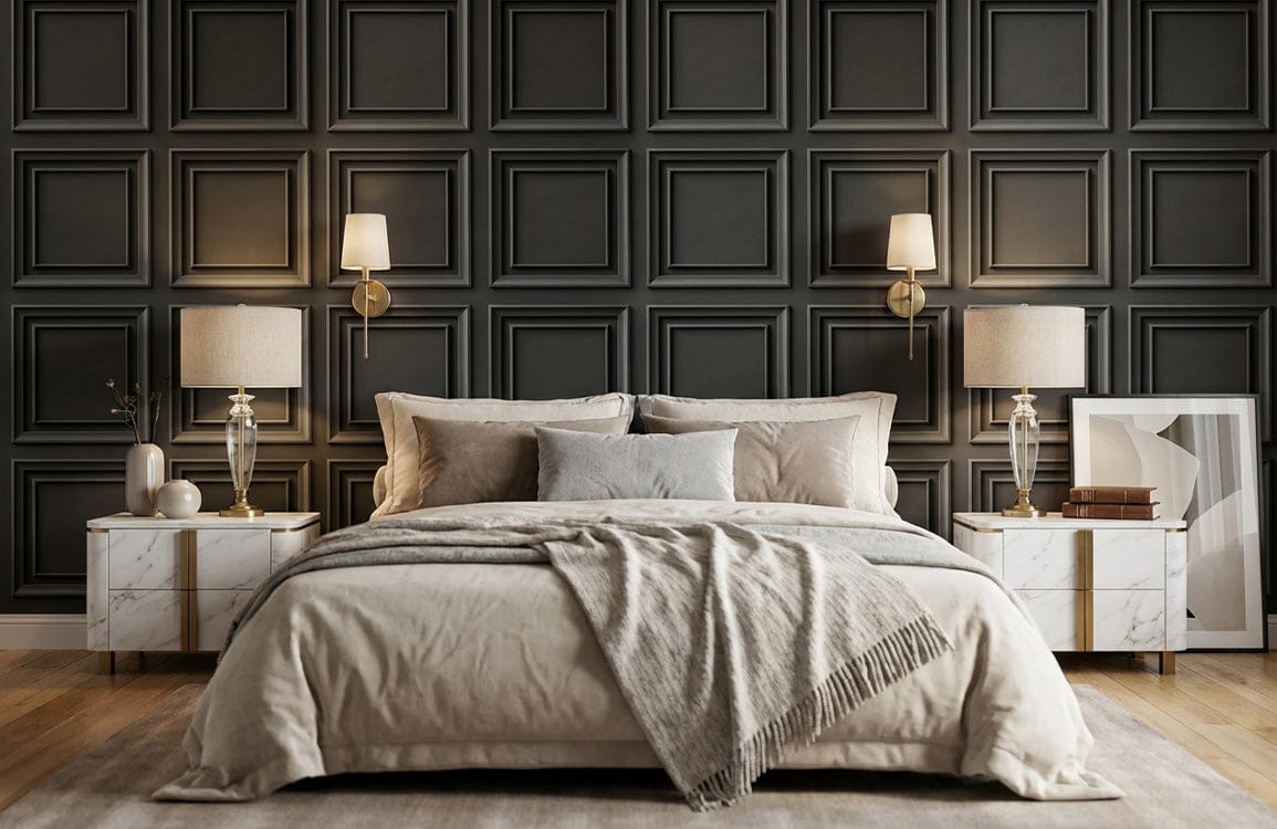 Classic Black Panel Mural Wallpaper