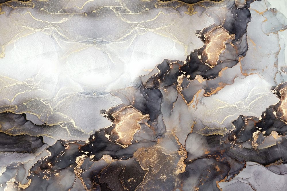 Luxurious Gold and Grey Marble Effect Modern Abstract Mural Wallpaper Decor