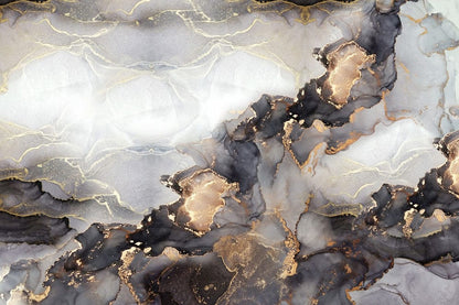 Luxurious Gold and Grey Marble Effect Modern Abstract Mural Wallpaper Decor