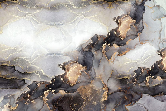 Luxurious Gold and Grey Marble Effect Modern Abstract Mural Wallpaper Decor