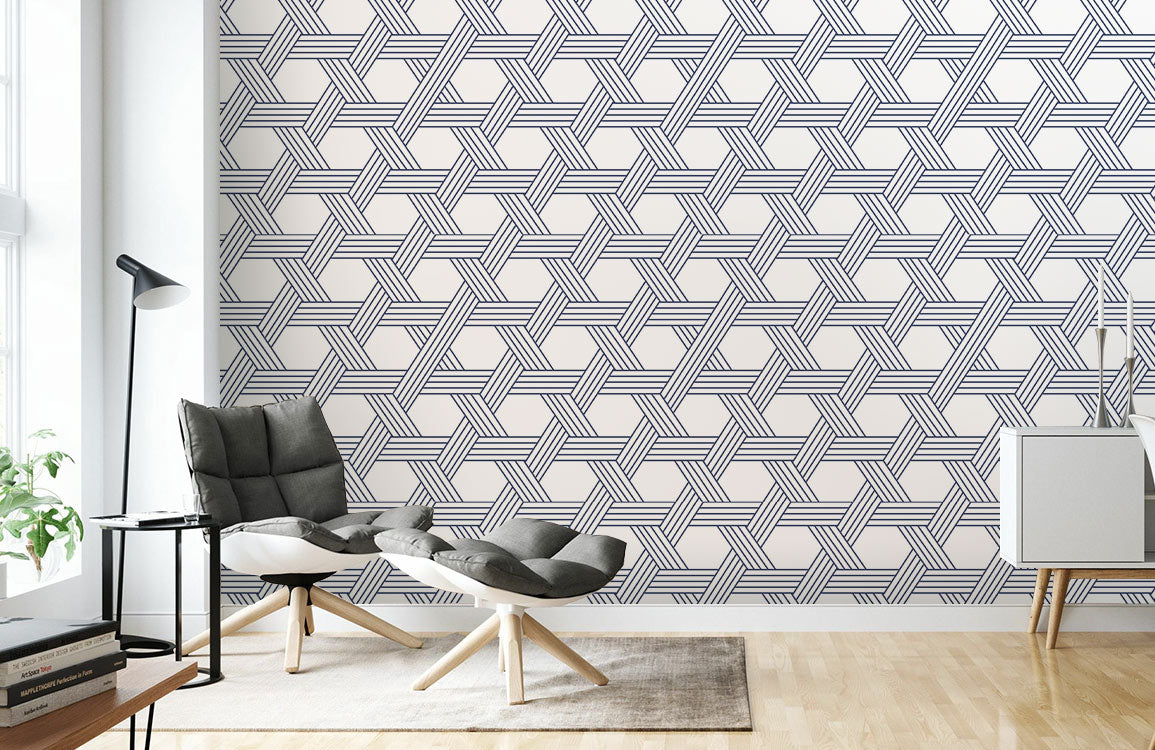 Interwoven Hexagonal Illusion Mural Wallpaper