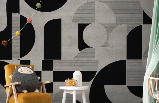 Modern Geometric Contrast Mural Wallpaper