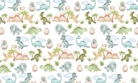 Fresh Cartoon Dinosaurs Wallpaper Mural