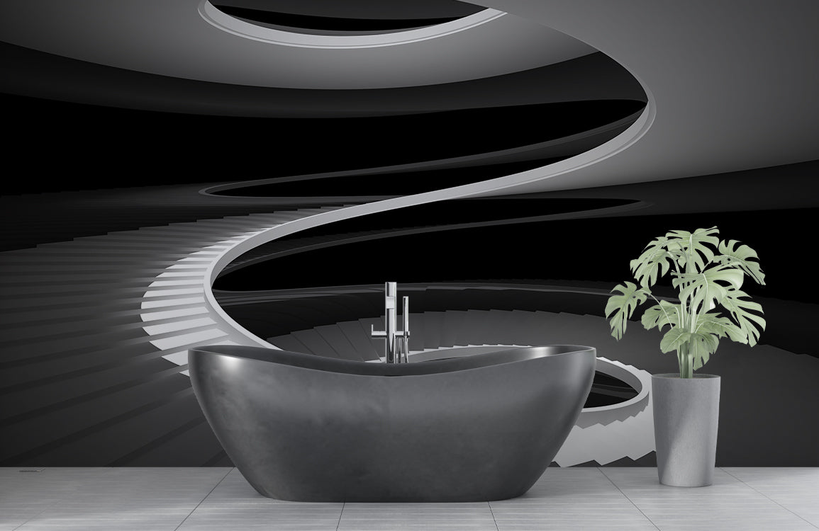 Futuristic Spiral Pathway Mural Wallpaper in bathroom