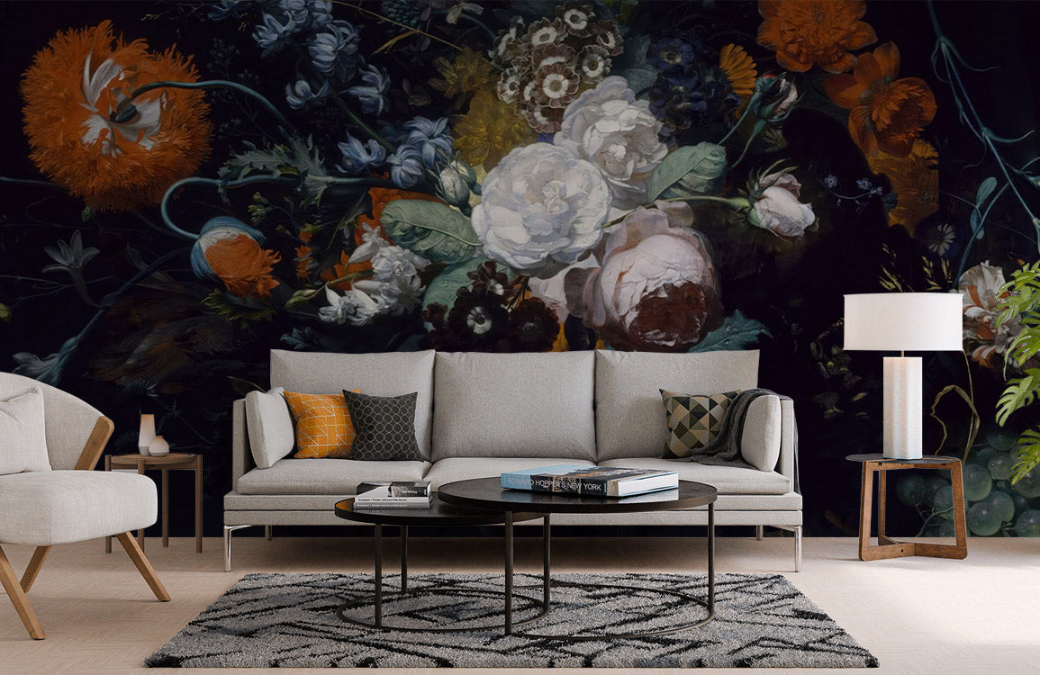 Luxurious Floral Cascade Mural Wallpaper