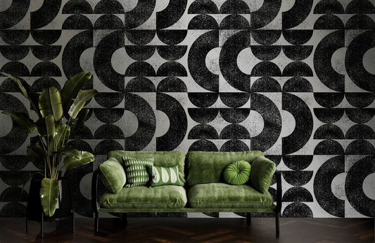 Geometric Crescent Flow Mural Wallpaper