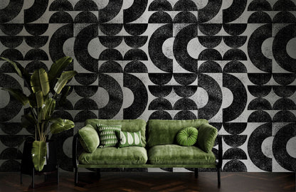 Geometric Crescent Flow Mural Wallpaper