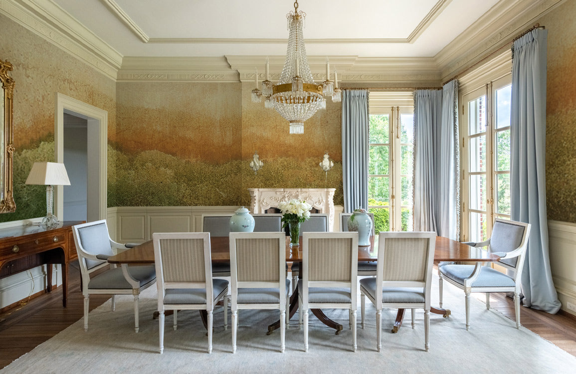 Earthy Landscape Mural Wallpaper in dining room