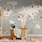 Vintage World Map Kids Wallpaper