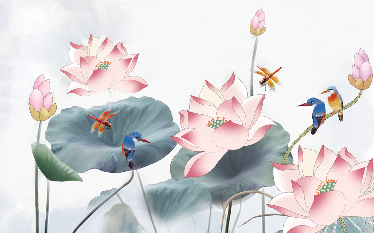 lotus pink themed wallpaper mural home decor