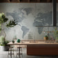 World Landmarks Grey Abstract Map Mural Wallpaper in kitchen