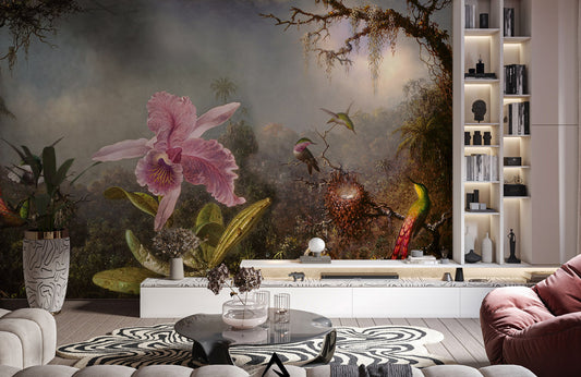 Orchid Harmony Haven Mural Wallpaper