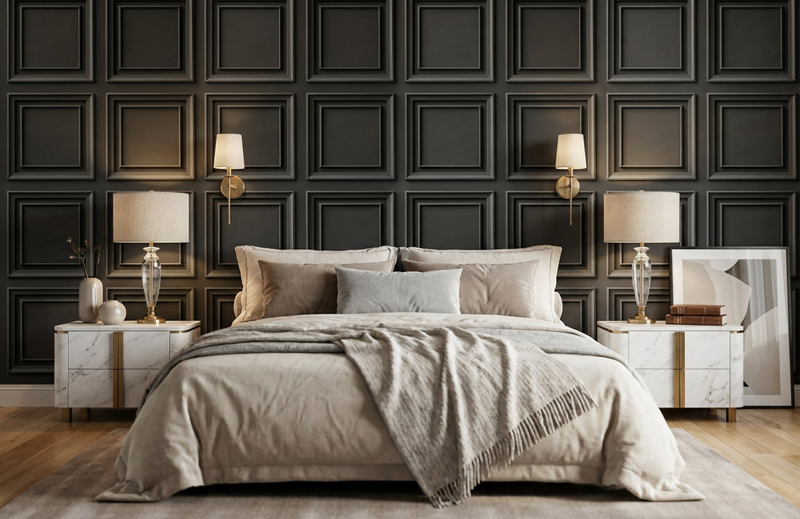 Classic Black Panel Mural Wallpaper