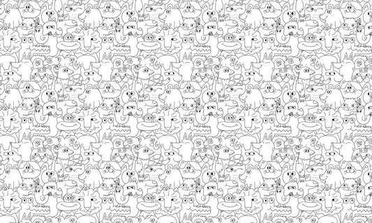 Animals in a single hue are featured on a mural that will be applied to the wall.