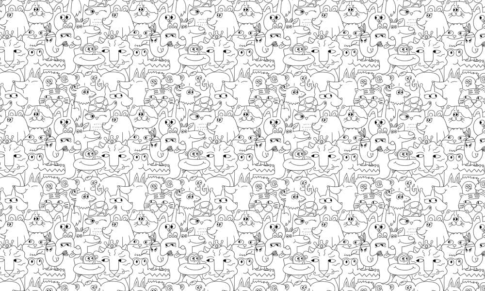 Whimsical Animal Line Art Wallpaper Mural