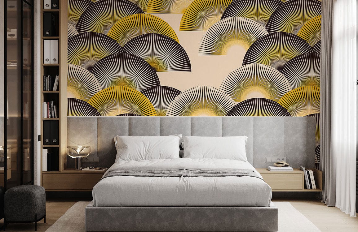 Geometric Fan Pattern Luxury Mural Wallpaper