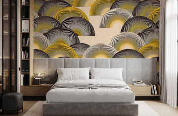 Papier peint mural de luxe à motif géométrique en éventail