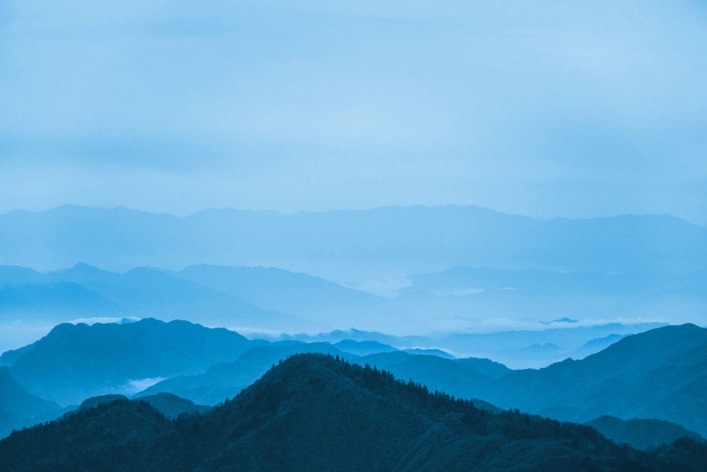 Home Decoration Blue Misty Hilltops Wallpaper Mural for Use in Your Home