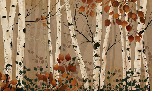 Autumn Birch Tree Forest Wall Mural