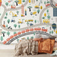 Children's Room Wall Mural Featuring a Cartoon Scene of Busy Traffic