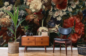 Luxurious Dark Floral Mural Wallpaper