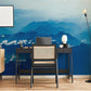 Wallpaper mural with a dark blue mountain range, perfect for decorating an office.