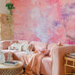 Abstract Pink Blue Brushstroke Mural Wallpaper