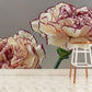 Elegant Beige Peony Floral Mural Wallpaper