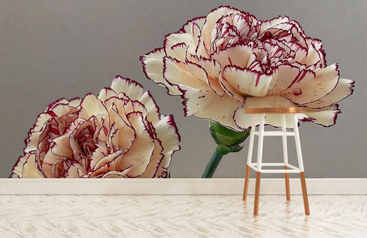 Elegant Beige Peony Floral Mural Wallpaper