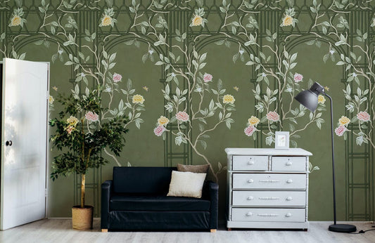 Vintage Botanical Garden Floral Wallpaper Mural