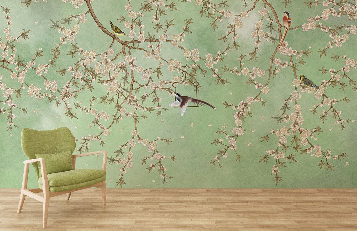 Elegante Kirschblüten 3D Wandtapete