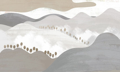 Decoration for the Home Consisting of a Wall Mural Depicting a Scene from the Gray Mountains