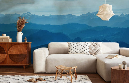 Serene Blue Mountain Landscape Wallpaper Mural