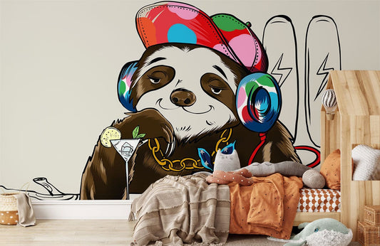 Hip Panda DJ Funky Wall Mural